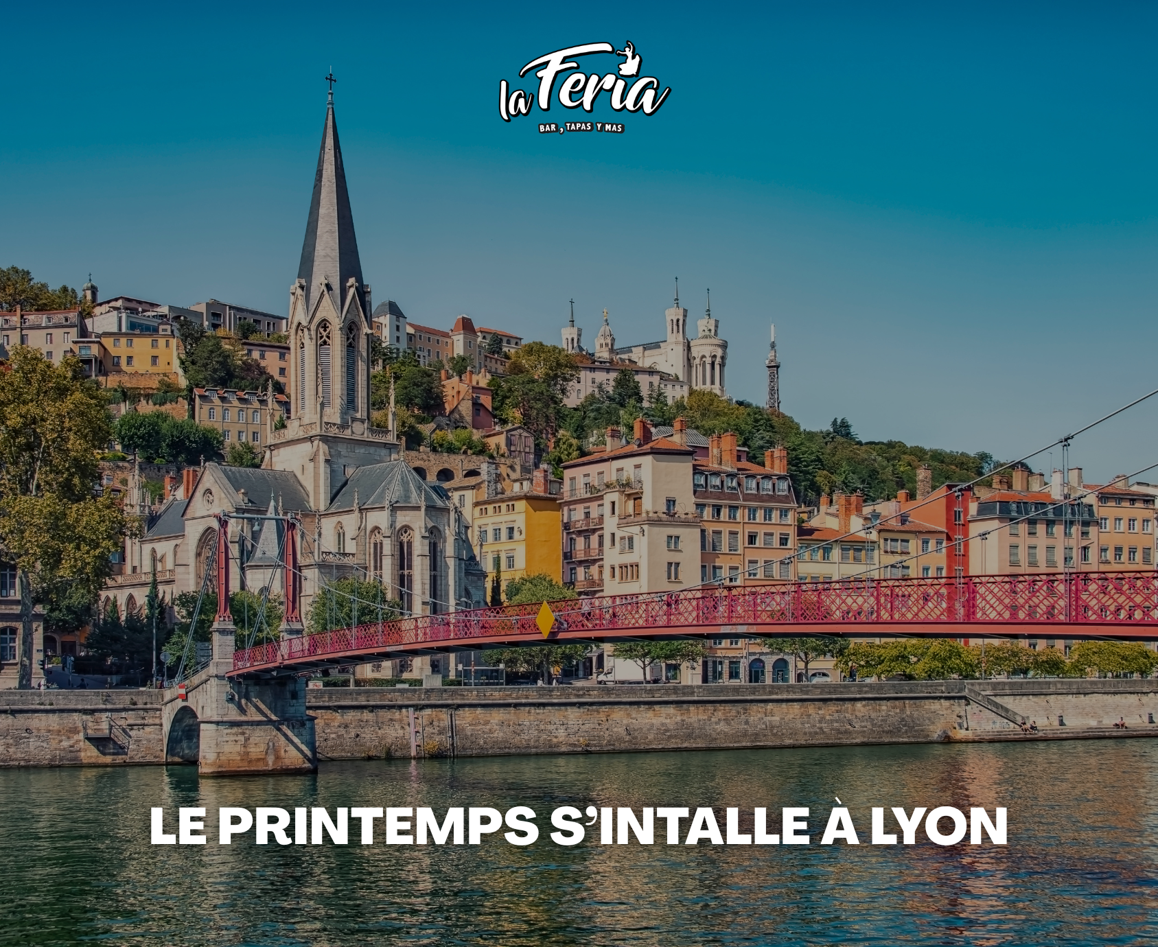 Pont coloré sur la rivière à Lyon